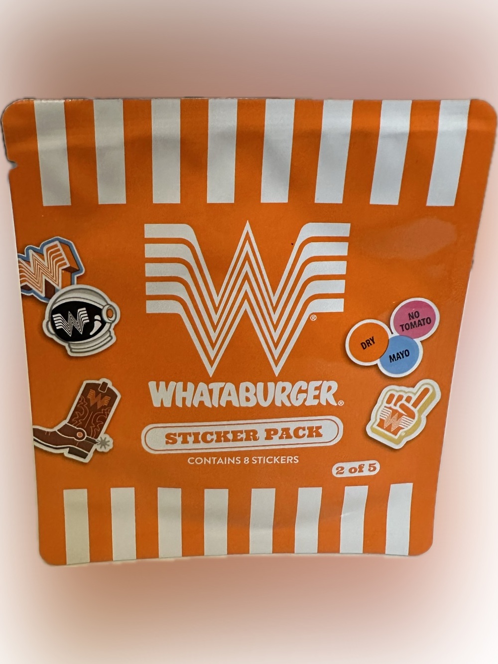 2026 WHATABURGER STICKER PACK 2 ORANGE WHITE KIDS WHATAMEAL COLLECTIBLE AGE 1.5+